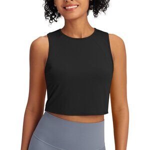 Women Black Lightweight Workout Tank Tops Athletic Sleeveless Running Shirts